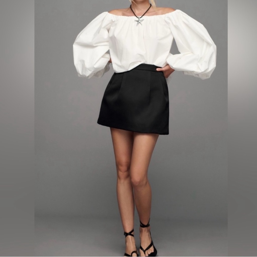🟠NWT ENDLESS ROSE by ANTHROPOLOGIE Pintuck Mini Skirt in Black MED